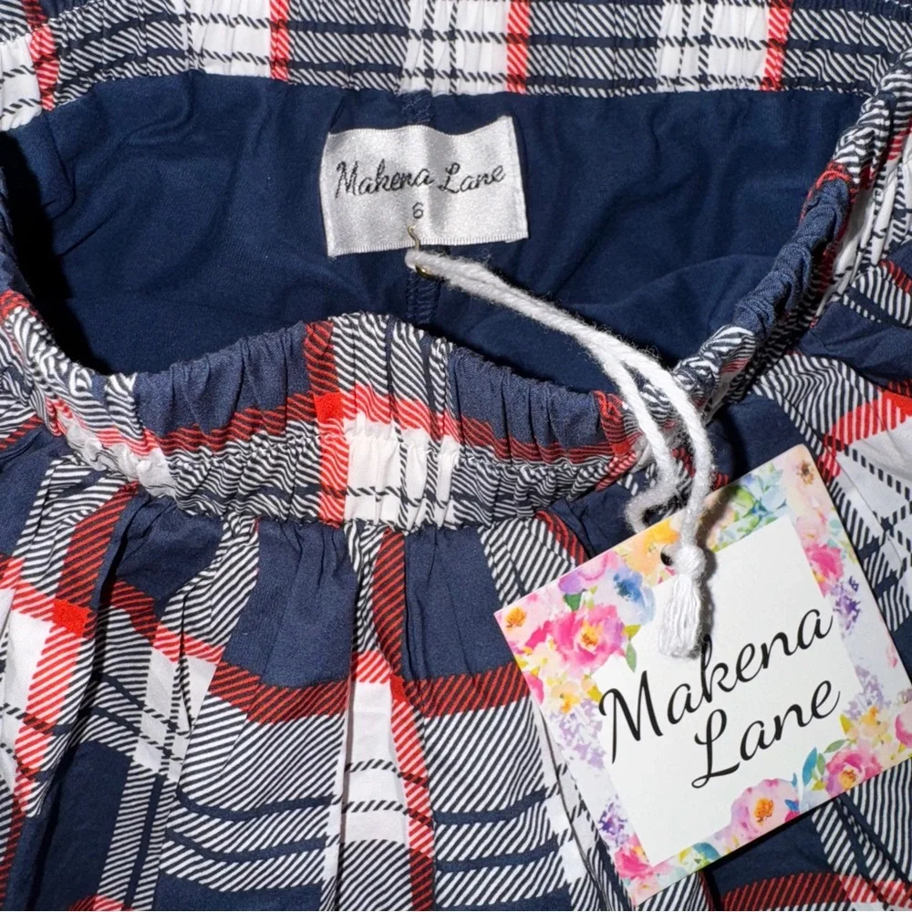 MAKENA LANE Classic Plaid Skort Apples Skirt Girls 6